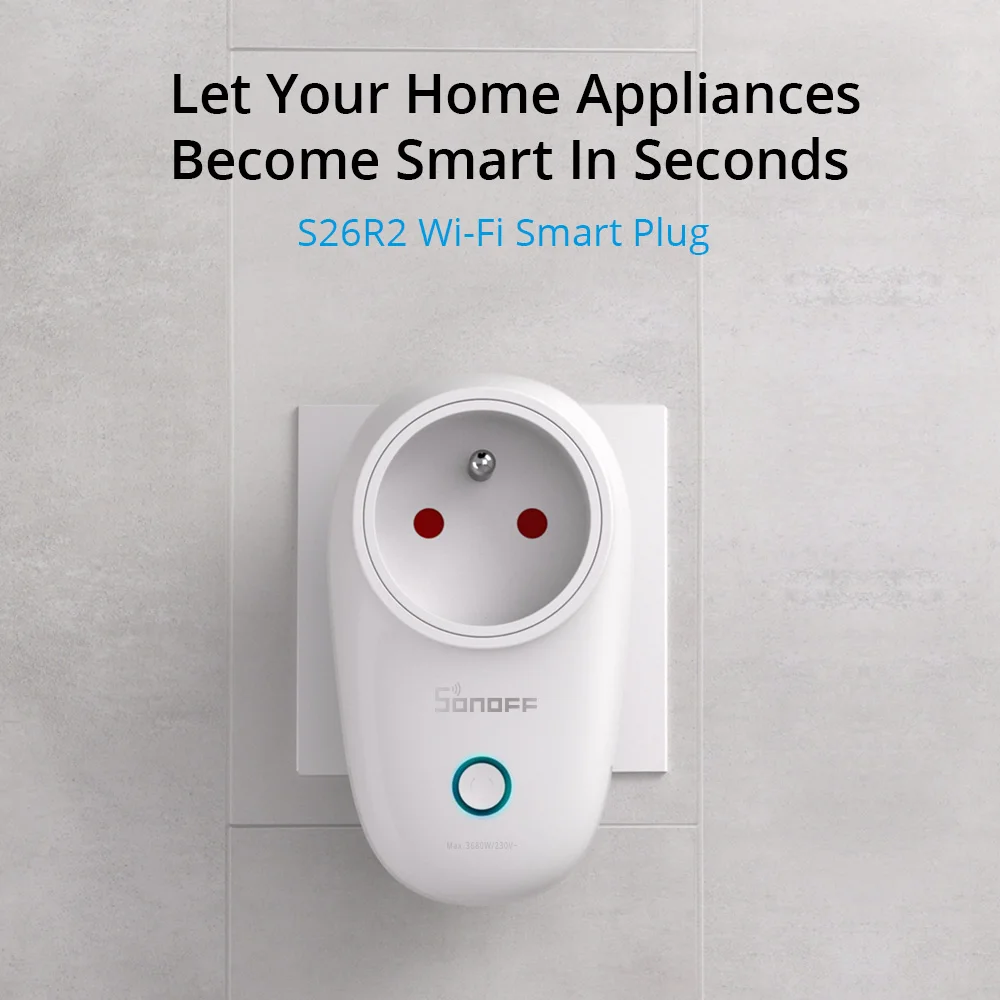 Розетка SONOFF S26 EU/BR Wi-Fi, беспроводная умная розетка, умная розетка, умный дом, работает с приложением Alexa Google Home eWeLink