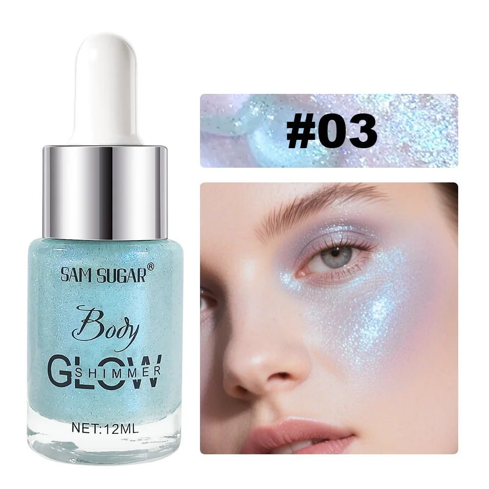 زجاجة قطارة زيت متوهجة للوجه والجسم، مكياج سائل لامع للحفلات والنوادي، لمسة نهائية مشعة