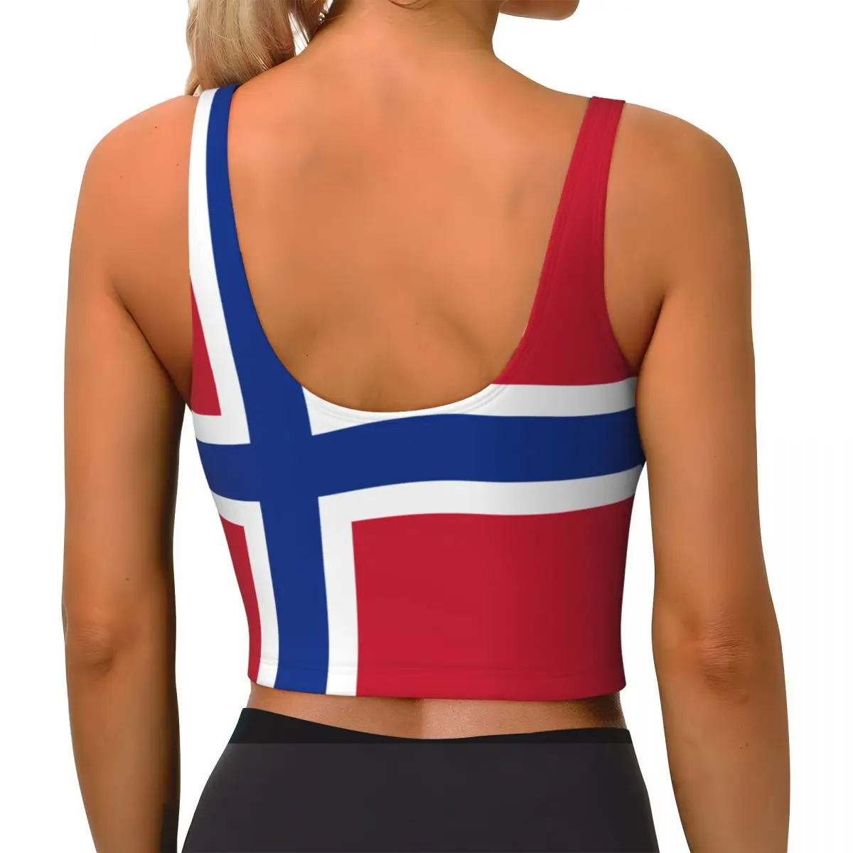 Yoga Vest Women Gym Sports Crop Tops Norway Flag Streetwear Workout Breathable Tank Top Female