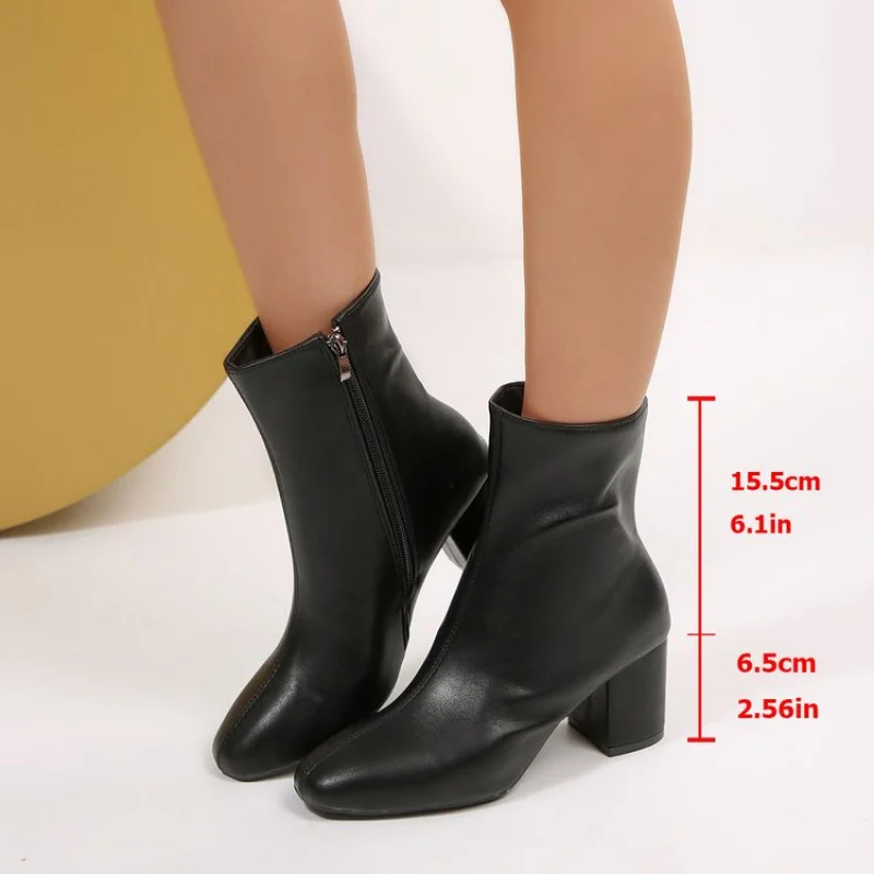 أحذية الموضة كعب مكتنزPUSide سحاب كعب عالٍ (6-8 سم) أحذية بلون واحد