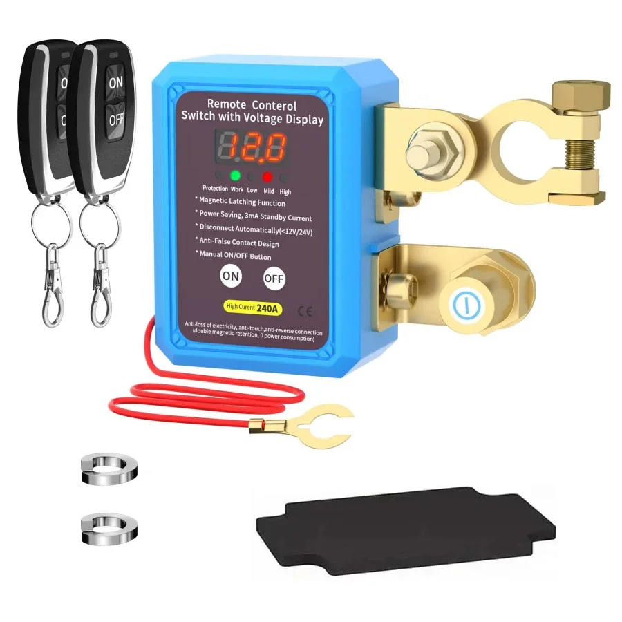 

Главный выключатель автоматического аккумулятора с дистанционным управлением, выключатель 240 А, дистанционный выключатель аккумулятора 12 В со светодиодным дисплеем напряжения, автоматический