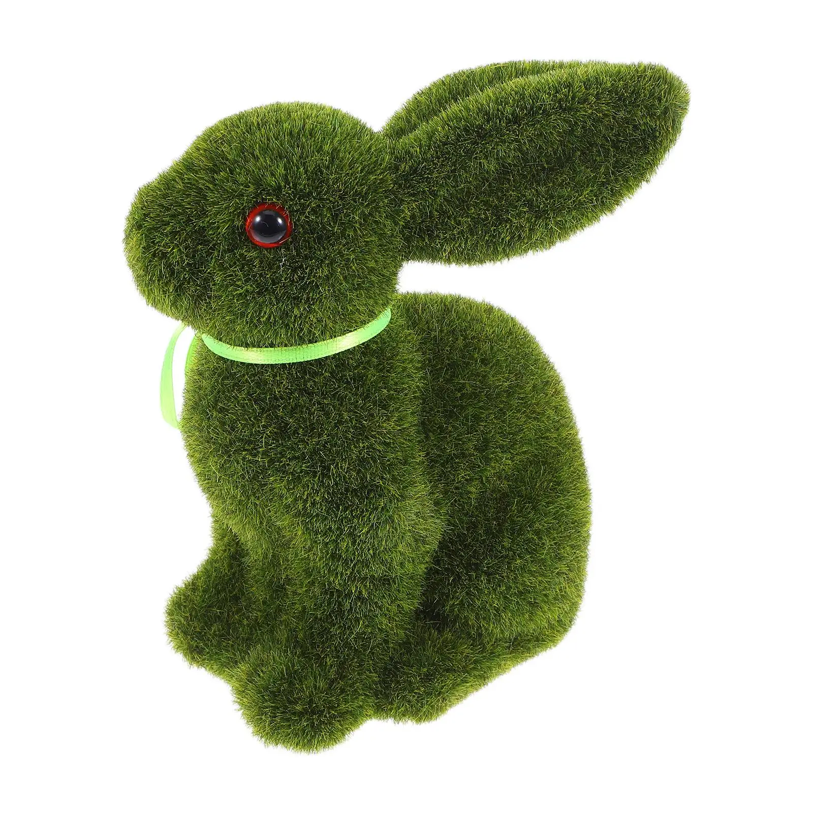 

Decorative Flocked Bunny Ornament Moss Rabbit Baby Toys Animal Easter Statue Artificial Grass Office
