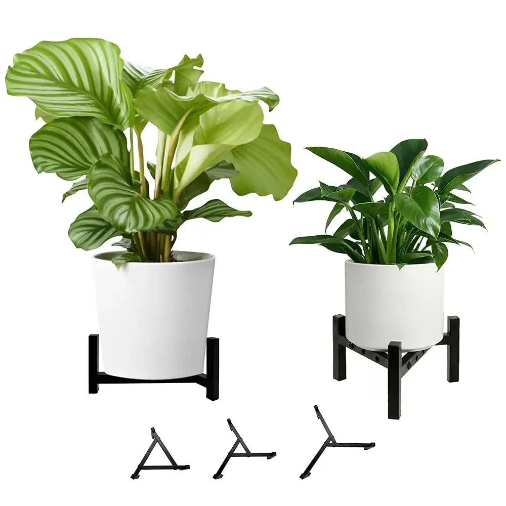 

Набор из 2-х подставок для растений для дома и улицы, прочные металлические держатели для цветочных горшков диаметром от 8 до 14 дюймов, регулируемые черные подставки для растений