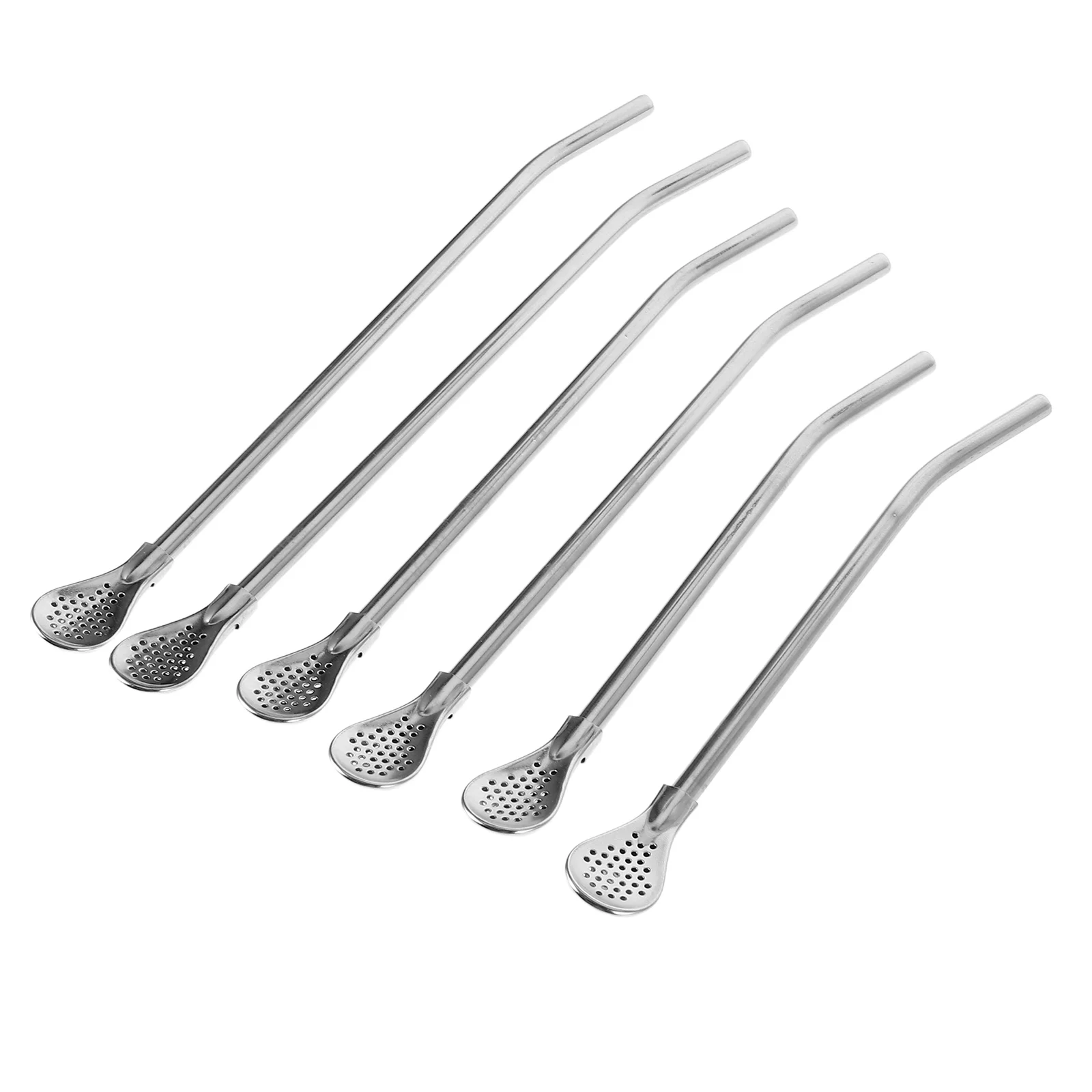 

6 Pcs Stainless Steel Straw Strainer Filter Tea Spoon Coffee Leaf Teaspoon Infuser