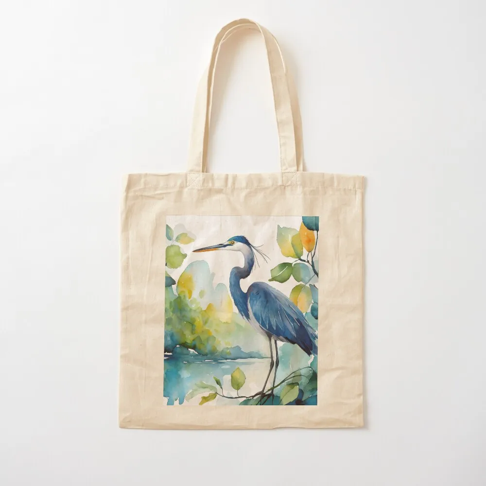 The Majestic Blue Heron in Watercolor Tote Bag حقيبة تسوق بعجلات حقيبة يد رجالية للمتسوقين حقيبة يد قماشية