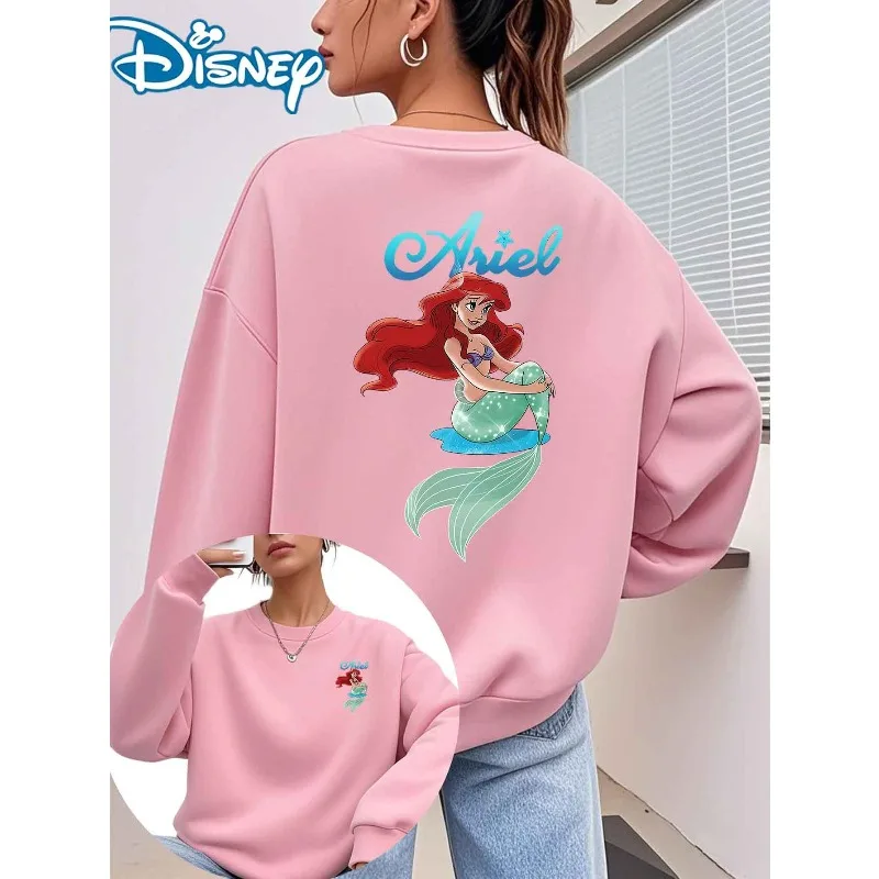 2025 الخريف/الشتاء ديزني المرأة ليتل ميرميد ارييل تصميم أربعة مواسم مريحة المنزل طويلة الأكمام جولة الرقبة هوديي #1