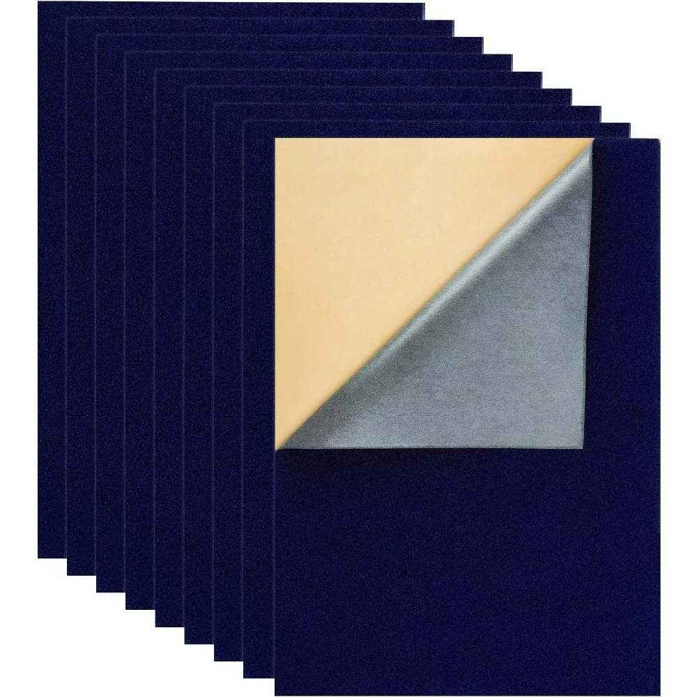 

12 шт. бархатная (синяя) ткань с липкой спинкой, клейкий фетр, 11,5 x 15,5 дюймов, самоклеящаяся, прочная и водостойкая,