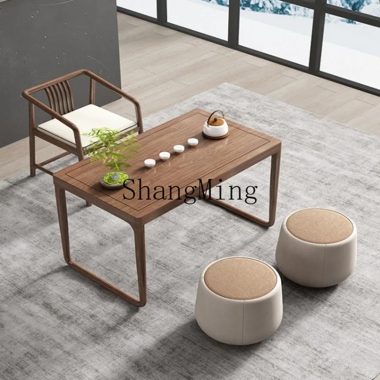 

SM balcony table and chair combination solid wood household tea table New Chinese modern simple small apartment tea set