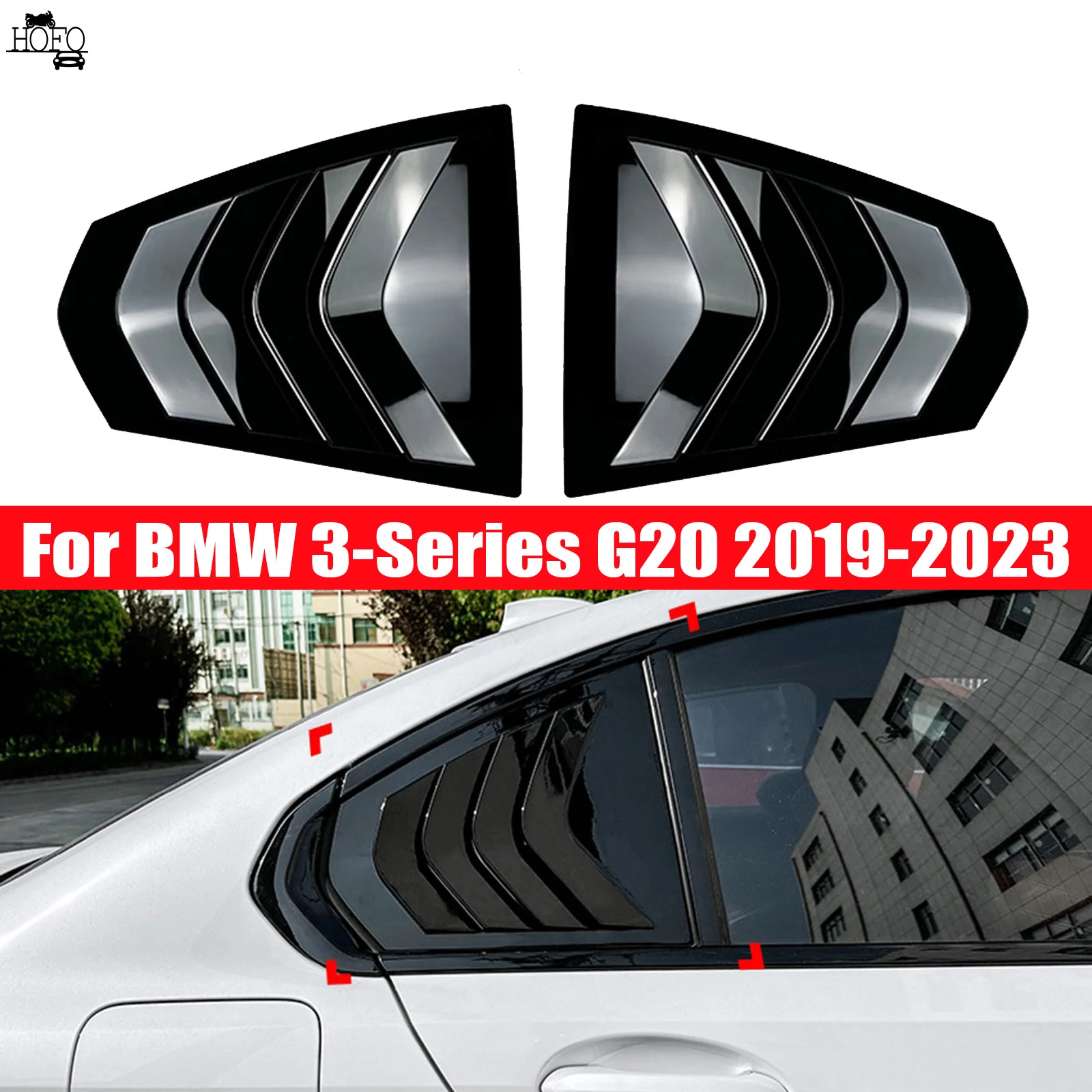 

Rear Side Louver Cover Rear Window Side Vent Louvers Sticker Sunshade Shutter For BMW 3-Series G20 2019-2023