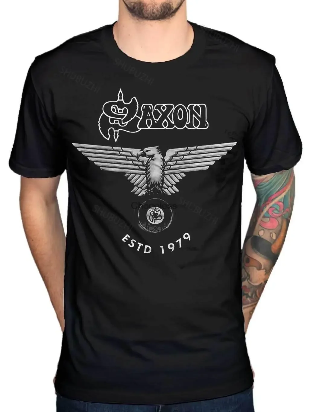 Saxon Estd 1979 T-Shirt Métal Lourd Groupe De Rock Merchendise Punk Men