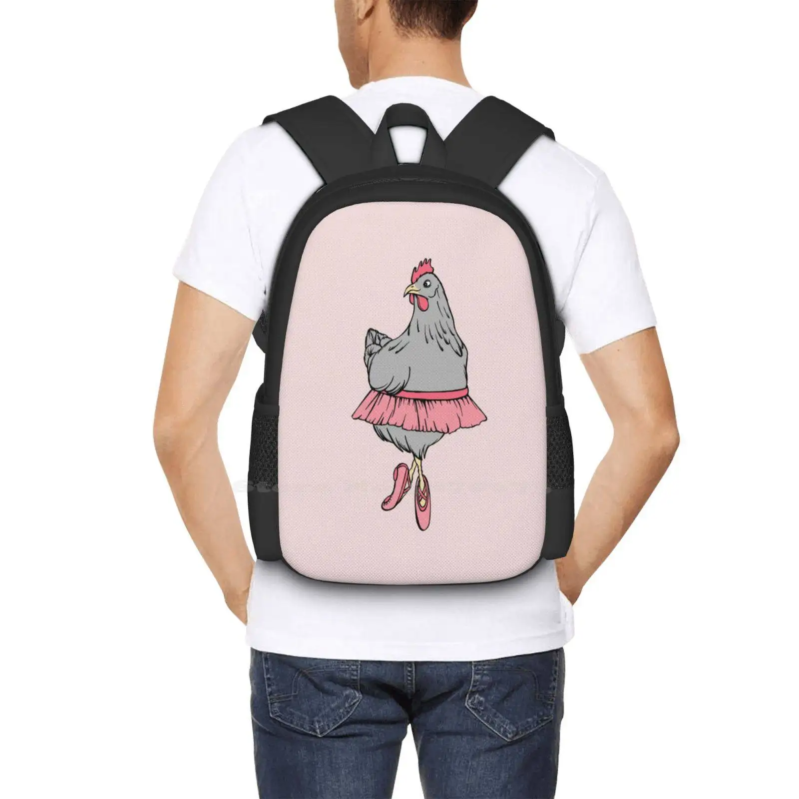 Ballerine jetable! Sac à dos jetable pour ordinateur portable de voyage, sac d'école, ballerine de poule, conception de modèle de mode