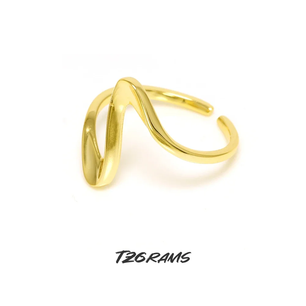 

925 Sterling Silver Simple Irregular Wave Ring for Women AdjustableGeometric Chic Lightweight Fashion Delicate Summer Jewelry