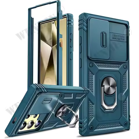 Case For Samsung S24 S23 S22 Ultra A35 A55 A15 A54 A34 5G Heavy Duty with Camera 360 Degree Rotate Kickstand Shockproof Cover