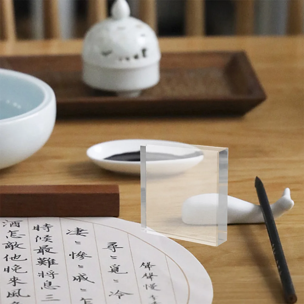 

2Pcs Clear Square Glass Paperweight Elegant Office Home Decor Versatile Usage Smooth Finish Compact Stable Glass Paperweight