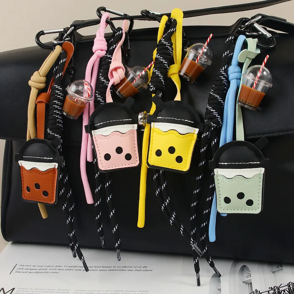 Coffee Cup Bag Charm Braided Rope Multi Charm Keychain For Handbags Purses Tote Bags Coffee Lovers Gift Drink Cup Bag Accessory