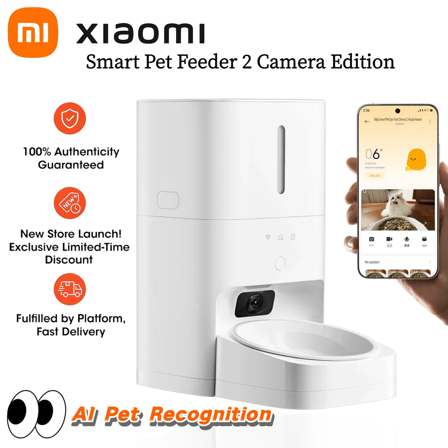 Kitchen Appliances Video - Xiaomi スマート 猫 自動給餌器 カメラ付き, ペット用ビデオディスペンサー,