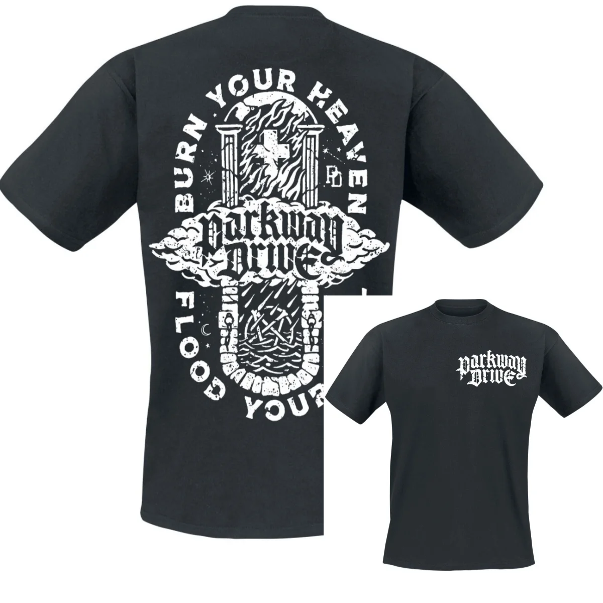 Camiseta Burn Your Heaven Parkway Drive para Homens e Mulheres, Estampa Vintage de Banda de Rock Metal, 100% Algodão, Moda de Verão