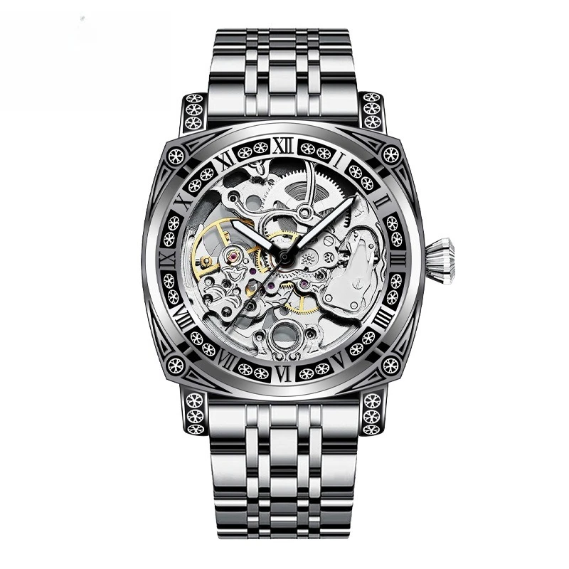 2025 ساعات كلاسيكية للرجال من أفضل العلامات التجارية المنحوتة المصنوعة بحزام فولاذي ساعات كوارتز مقاومة للماء للرجال