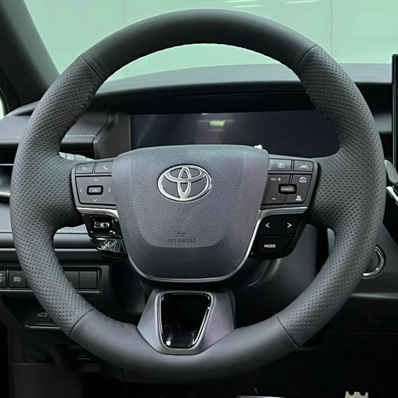 

For Toyota Camry Steering Wheel Cover Genuine leather Asian Dragon Elfa Wilfa Crown Handle Cover Hand-sewn Steering Wheel Cove