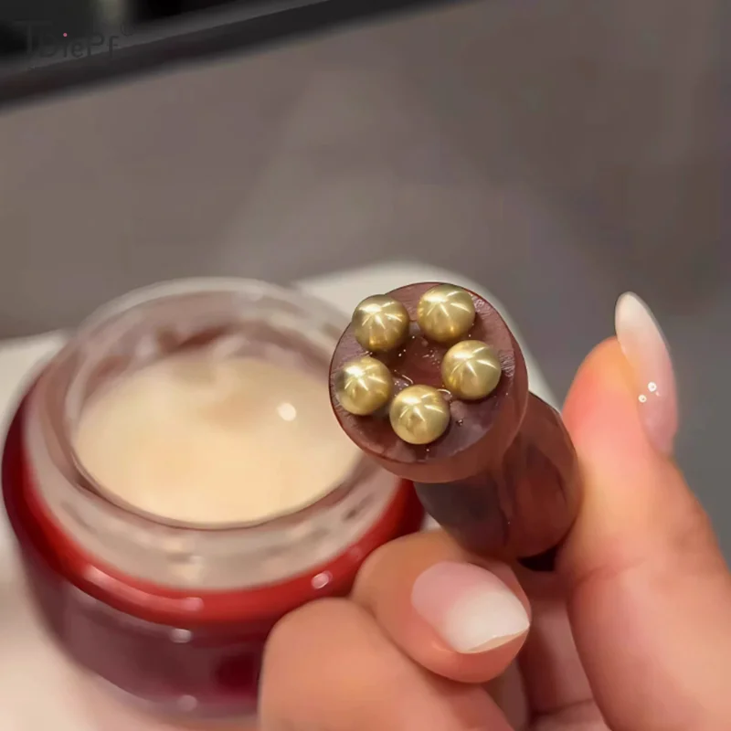 

1 шт., массажер для лица, точечная массажная палочка в форме калабаша, латунь для ухода за кожей, сандаловое дерево, инструмент Гуа Ша для области лица и глаз