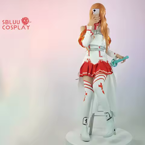 SBluuCosplay Yuuki Asuna Cosplay Costume Anime Sword Art Online Cosplay SAO Yuki Asuna Cosplay Halloween Outfit