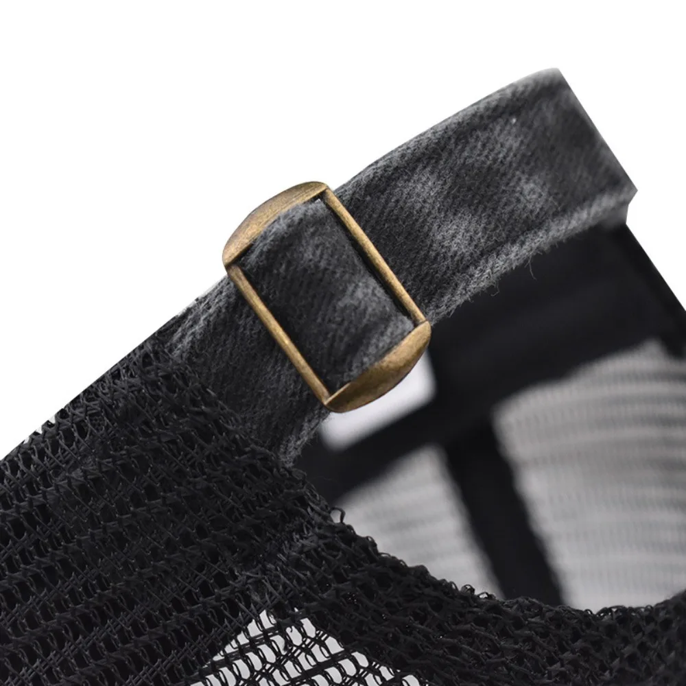 Modische Baseballkappe aus gewaschener Baumwolle, UV-Schutz, atmungsaktive Sportmütze, verstellbare Denim-Mesh-Kappe, Sommer für Damen und Herren – Detail 3