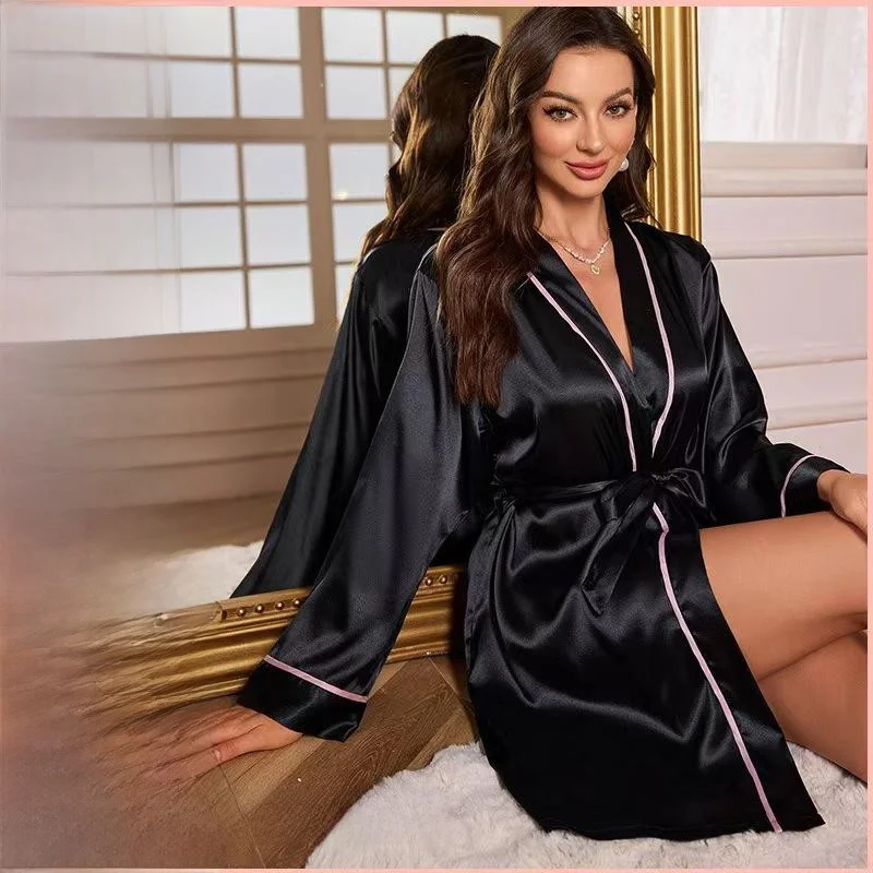 

Сексуальный длинный халат све, домашняя одежда, халат на шнуровке, удобный легкий дизайн для молодых женщин, всесезонное использование