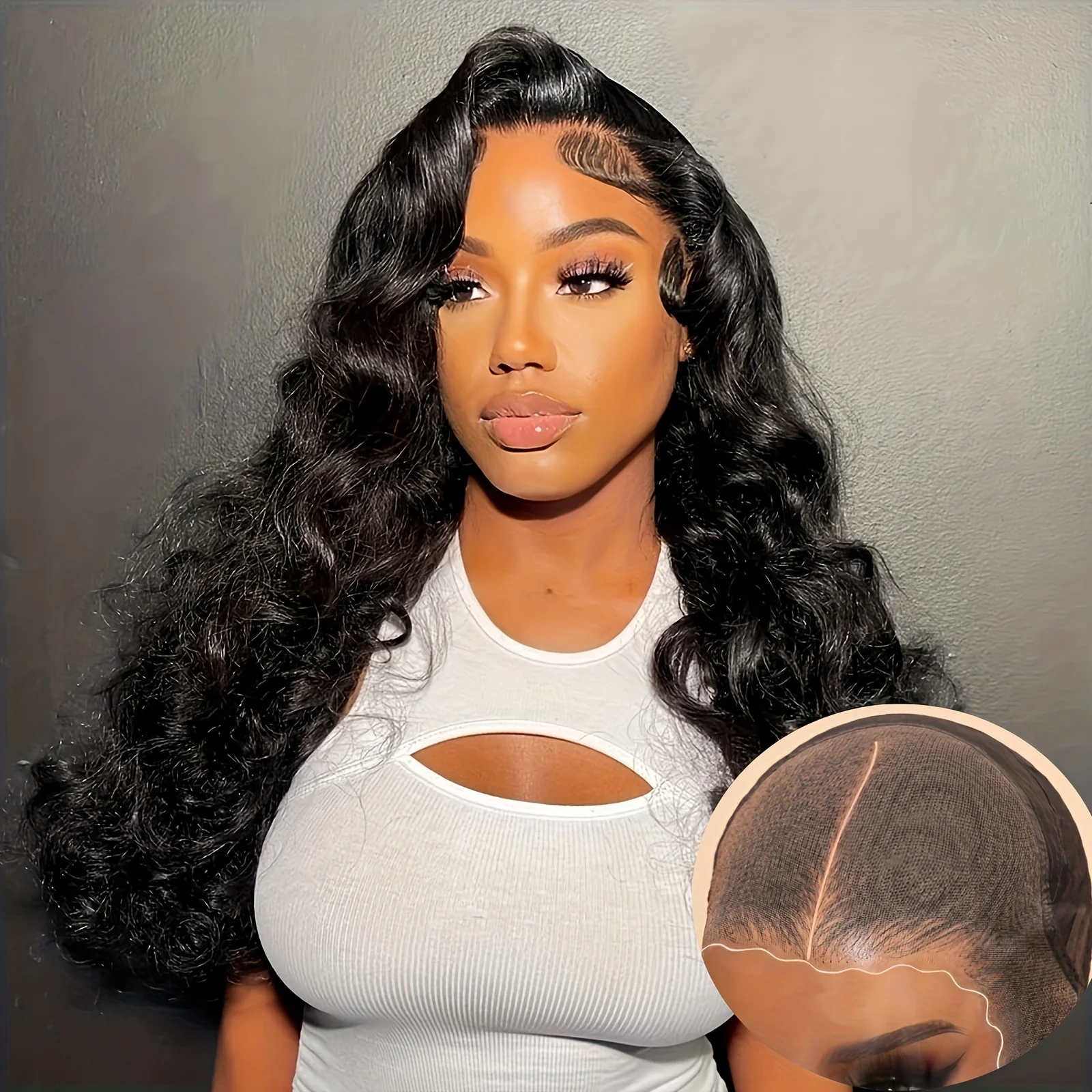 باروكة من شعر طبيعي بدون صمغ 13 × 6 من Bye Bye Knots - 10 أمبير بدانتيل أمامي عالي الدقة مقطوع مسبقًا ومقطع مسبقًا 200 كثافة شعر مستعار مموج للنساء #2