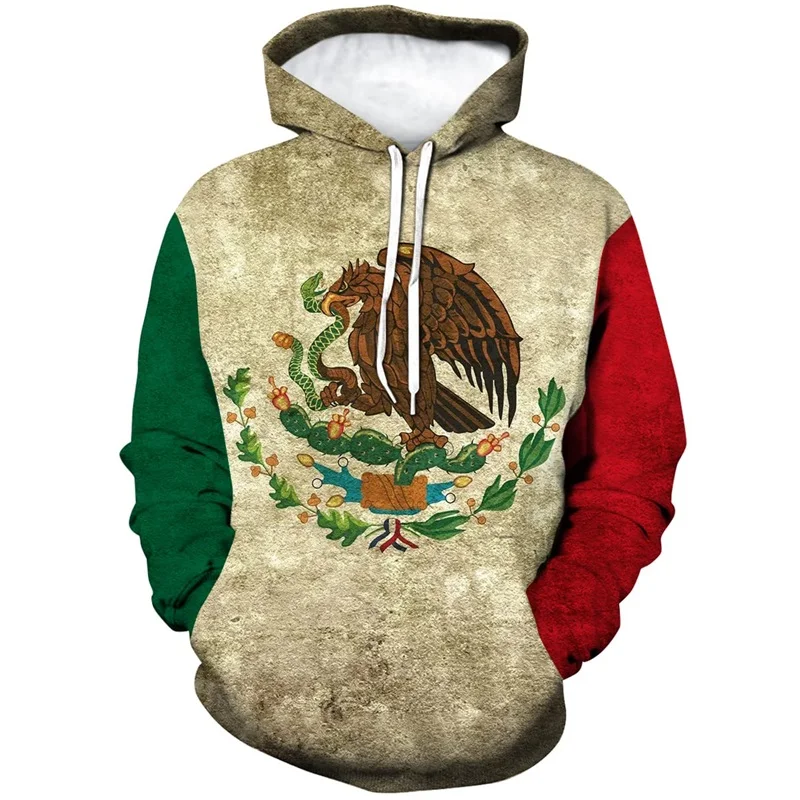 Men's Mexico Flag Hoodies For Men 3D Printing Casual Graphic Sweatshirt Spring Autumn Oversized Pullover Hoodies Streetwear