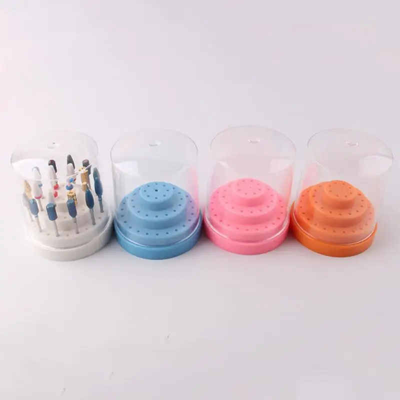 Holes Cutters Stand Container Nail Drill Bit Holder Care Case Manicure Organizer Empty Storage Box Nails Accessories