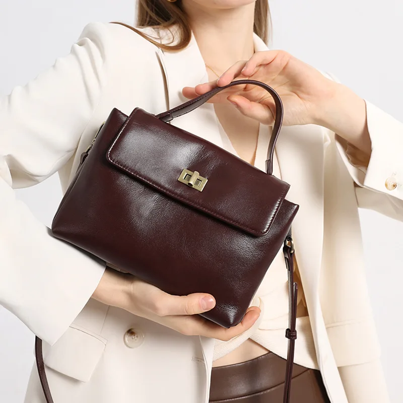 2026 New Arrival Premium Genuine Leather Women's Crossbody Bag Retro Shoulder Bag Fashion Versatile Commuter Handbag