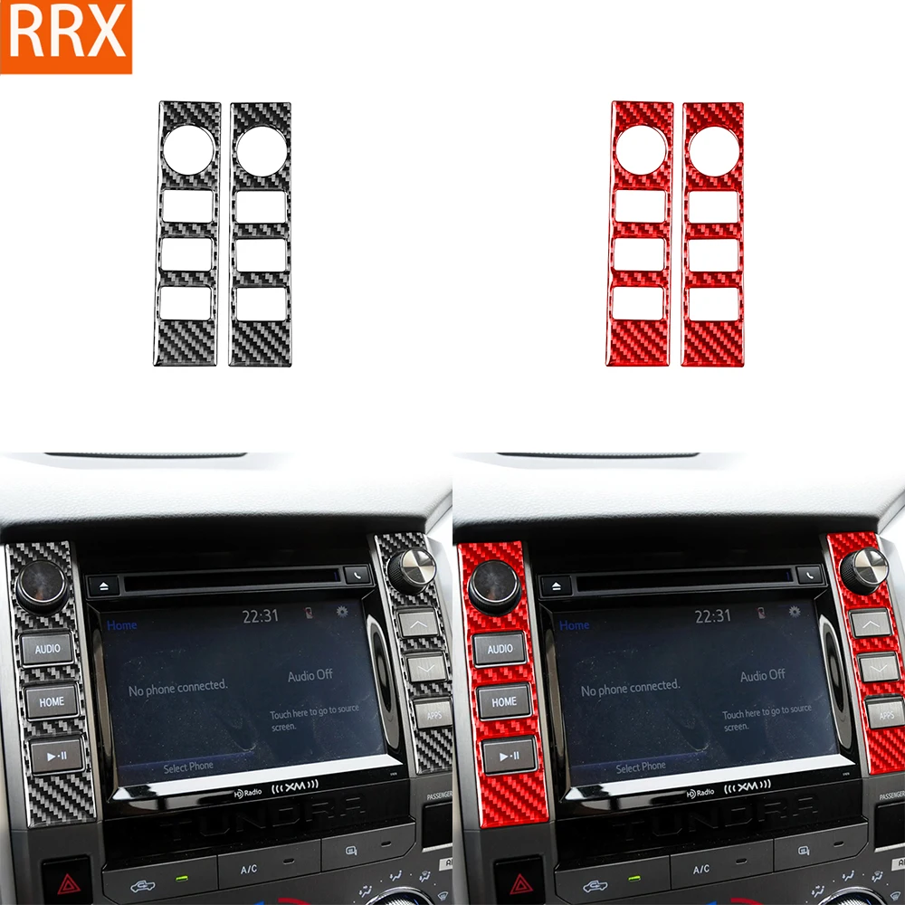 For Toyota Tundra 2014-2021 Real Carbon Fiber Stickers Central control volume control panel Car Accessories Interior decorative