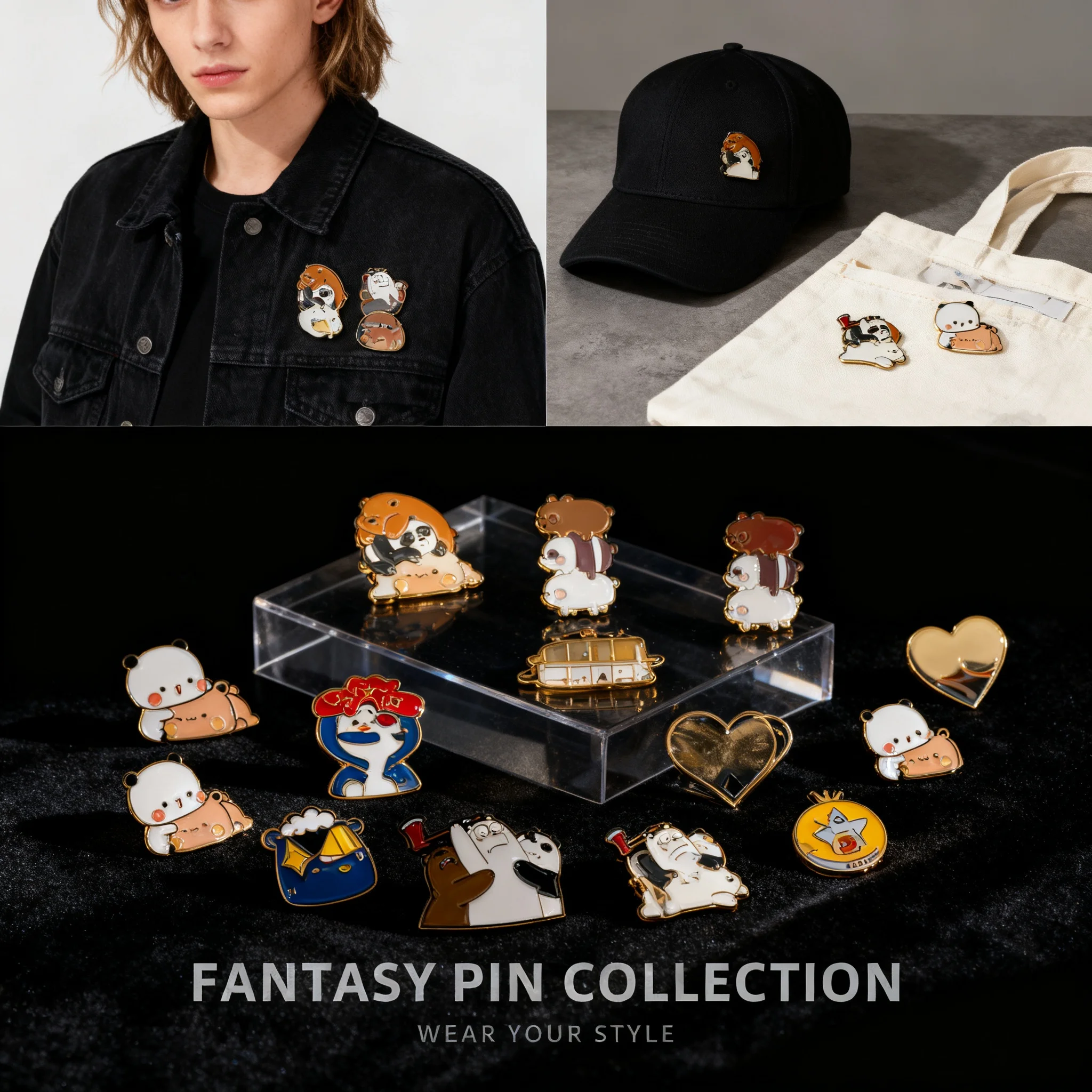 Three Bears White Black Brown Alloy Brooch Pin Badge Clothing Backpack Accessories Cross Border Trade Hot Selling Latest
