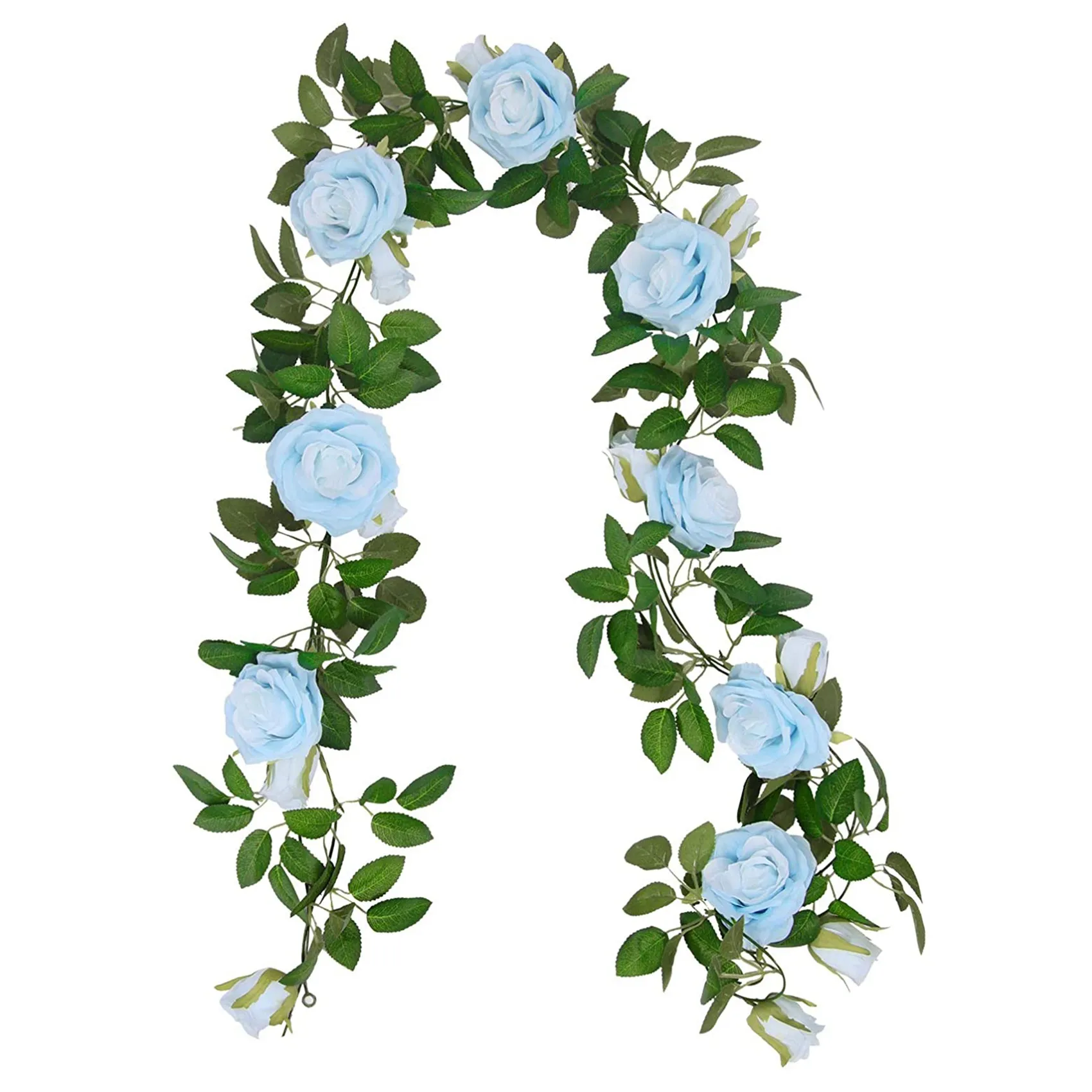 N21R 3 Pcs Artificial Rose Vine Garland Total 32.5 Ft Silk Flower Hanging Baskets Plants for Indoor Outdoor Home (Blue)