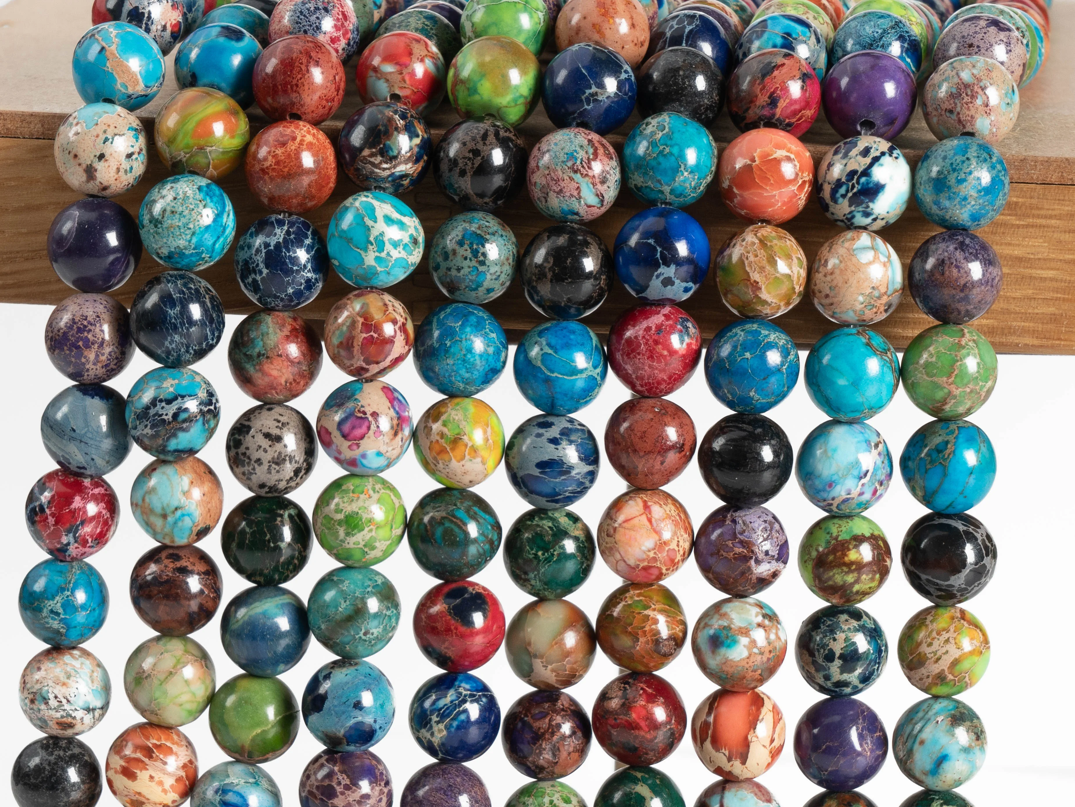 Natural stone Multicolor Sea Sediment Imperial Jasper Grade AAA  Loose Beads Round Size Options 4/6/8/10mm for Jewelry Making