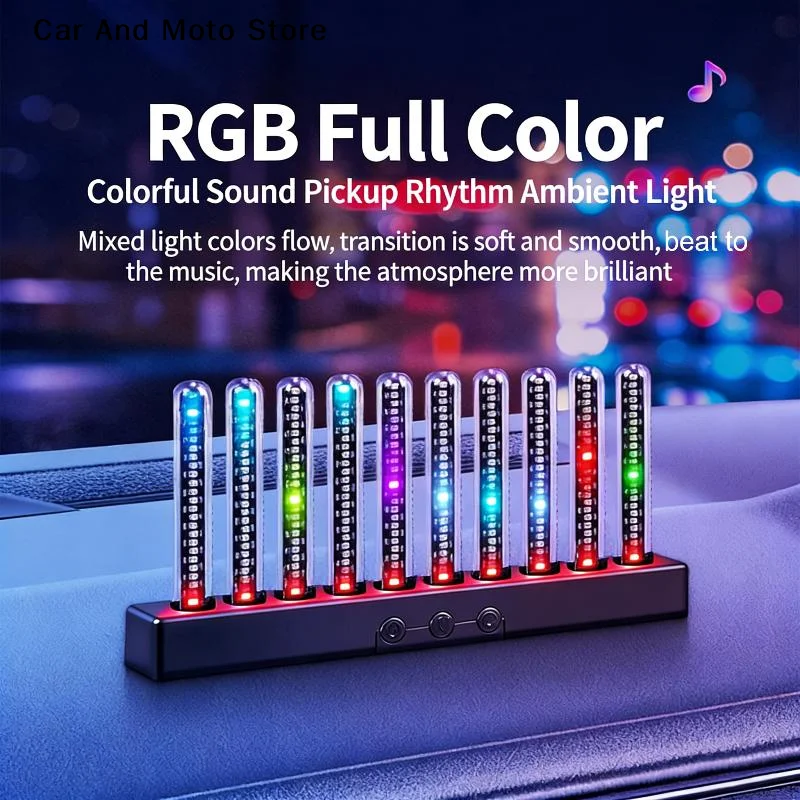 

Sound Control Pickup Light Dynamic Gradient RGB Ambient Light Universal Car Air Vent Dashboard Ornament LED Interior Decor Light