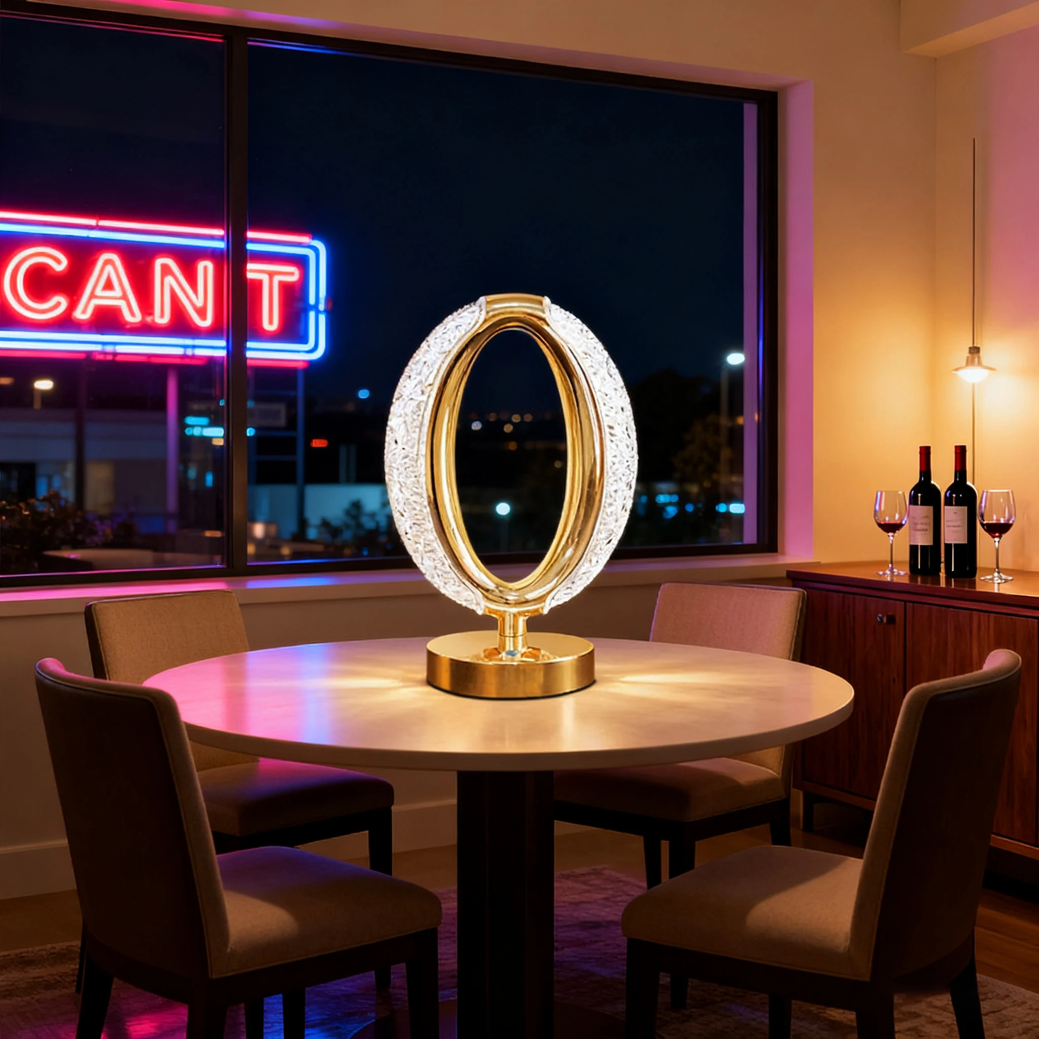 La lámpara de mesa decorativa LED de lujo con luz de cristal brillante, una luz nocturna portátil moderna y creativa, crea una casa cálida