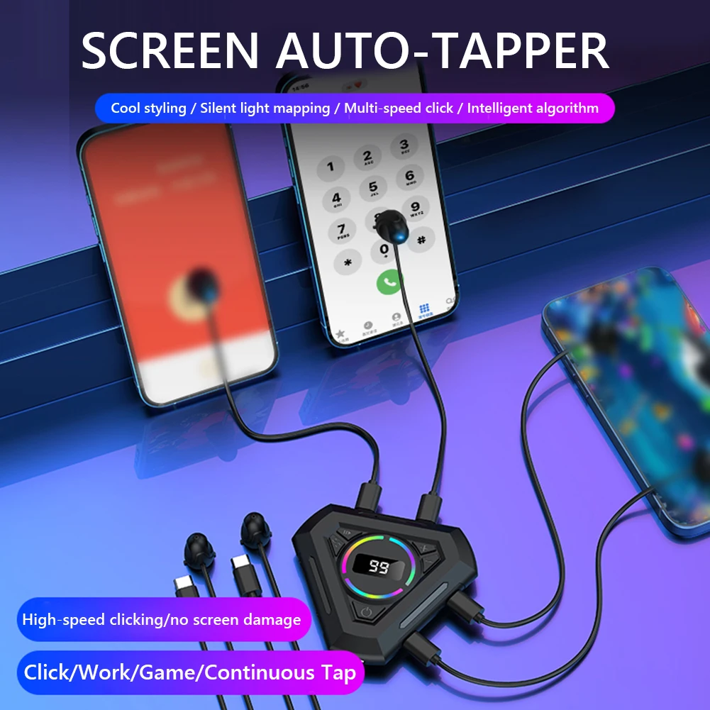 Mobile Phone Screen Auto Clicker Adjustable Speed Physical Clicker Silent Screen Clickers for Games Live Broadcasts Likes Reward