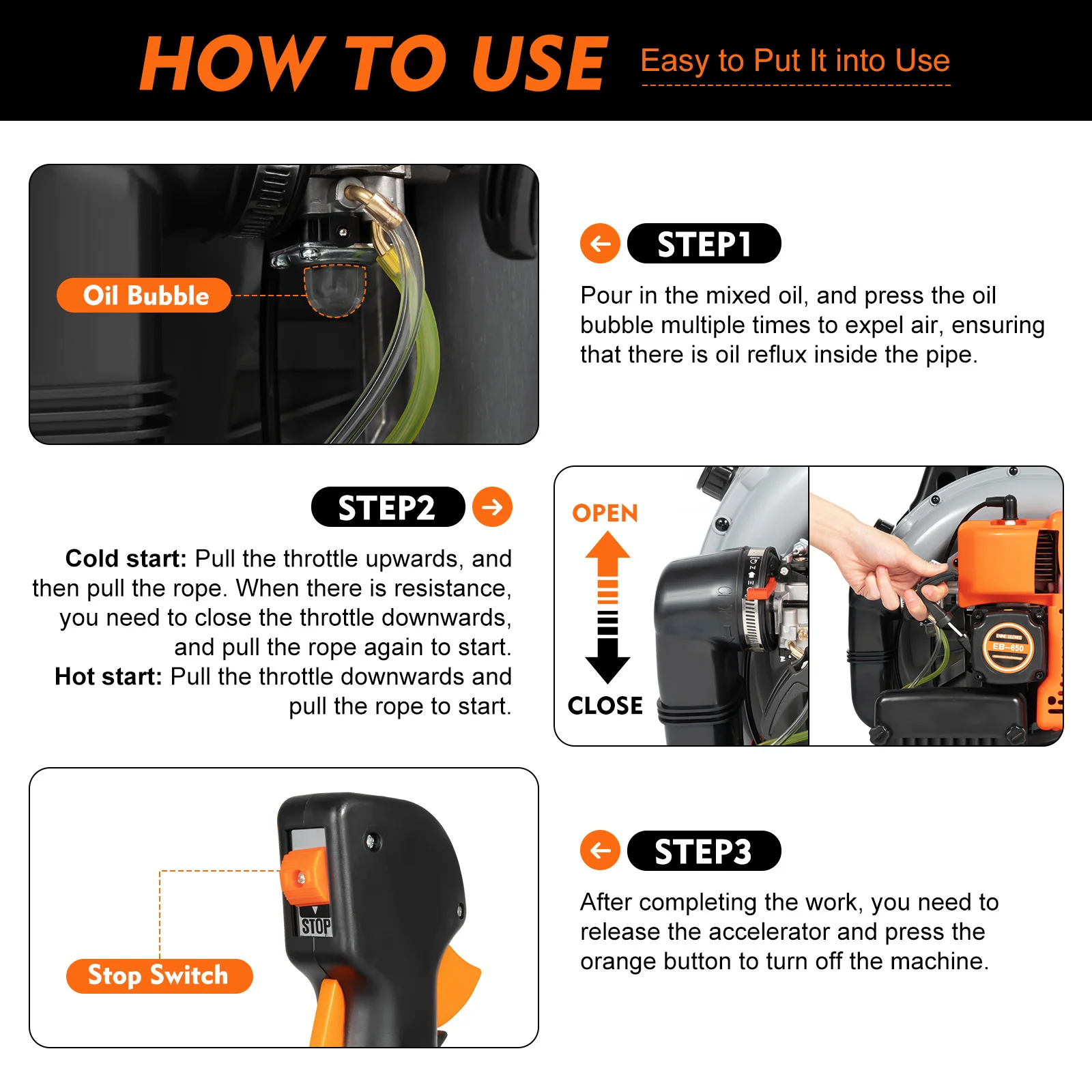63CC Gas Leaf Blower with Backpack Design – 6800RPM, Large Fuel Tank, Adjustable Speed and Airflow, Ideal for Yard Work