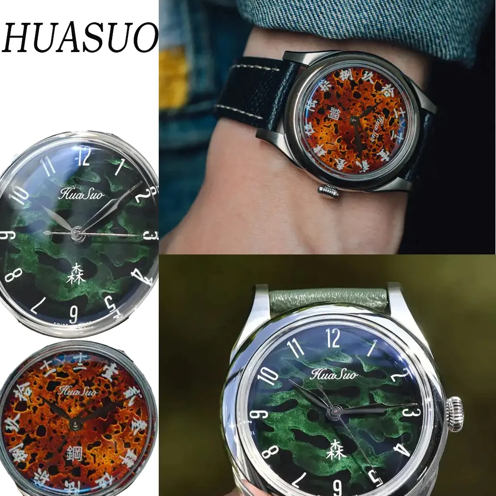 HUASUO 2026 Lacquered Dial PT5000 Automatic Watch 316L Stainless Steel Sapphire Double Domed Water Resistant 5Bar Men Watches