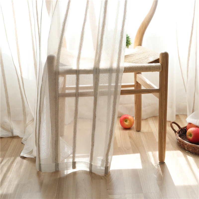 

Japanese type contracted stripe linen stripe yarn curtains living room curtains gauze shade kitchen bedroom sitting room curtain