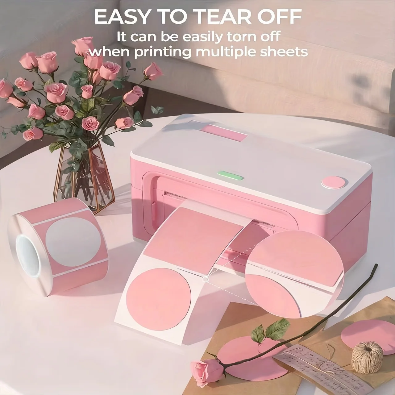 Color Thermal Labels, Multi-Purpose Label Tape,Pink/Yellow/Blue/Orange/White, 1.96 Inch x 1.96 Inch 50 x 50mm