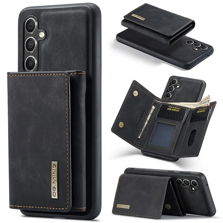 

DG.MING M1 Series for Samsung Galaxy A56 5G Case Kickstand PU Phone Cover with Detachable Wallet - Black