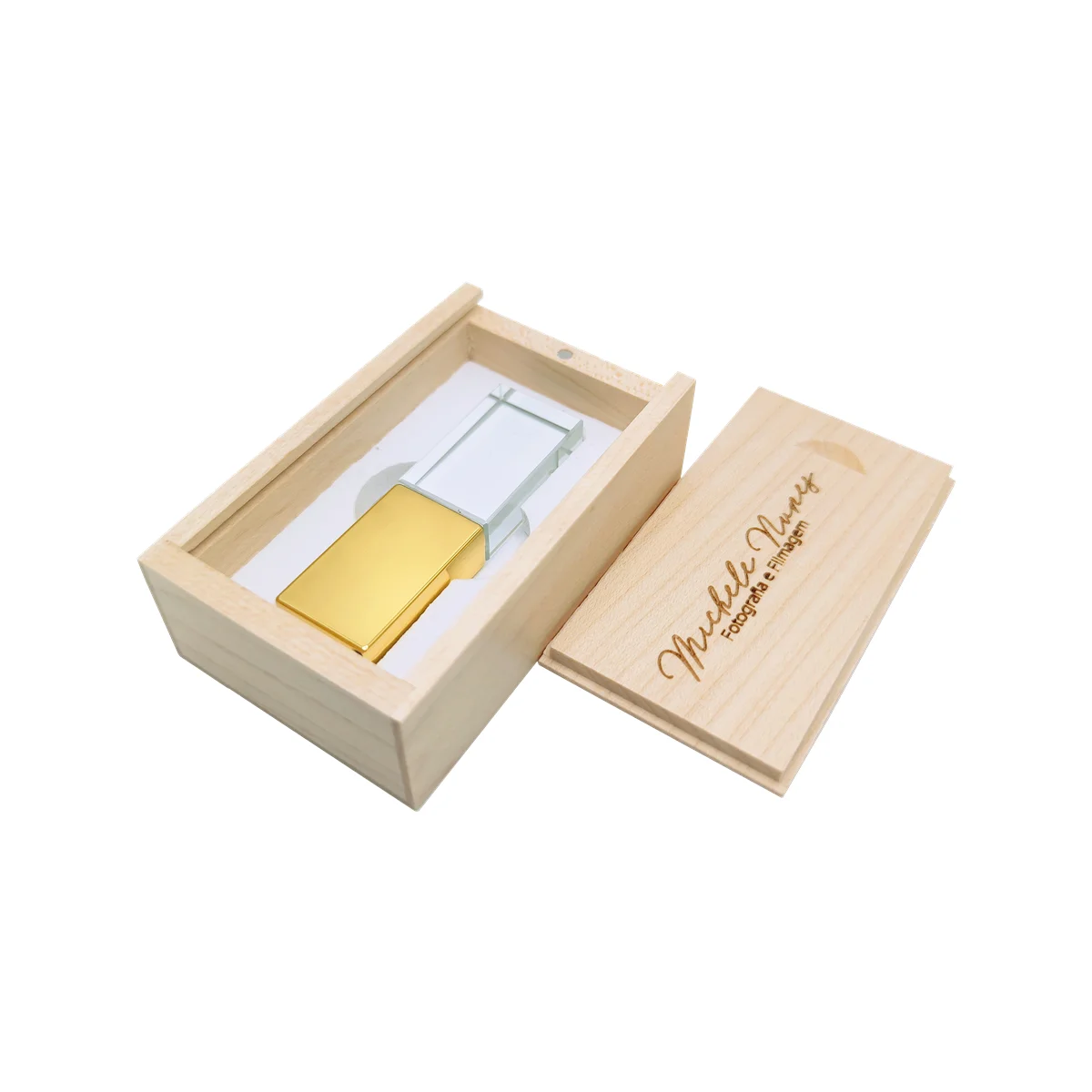 Бесплатная индивидуальная лазерная гравировка логотипа, цветной металлический кристалл, флэш-накопитель USB2.0, 4 ГБ, 8 ГБ, 16 ГБ, 32 ГБ, 64 ГБ, 128 ГБ и кленовая коробка