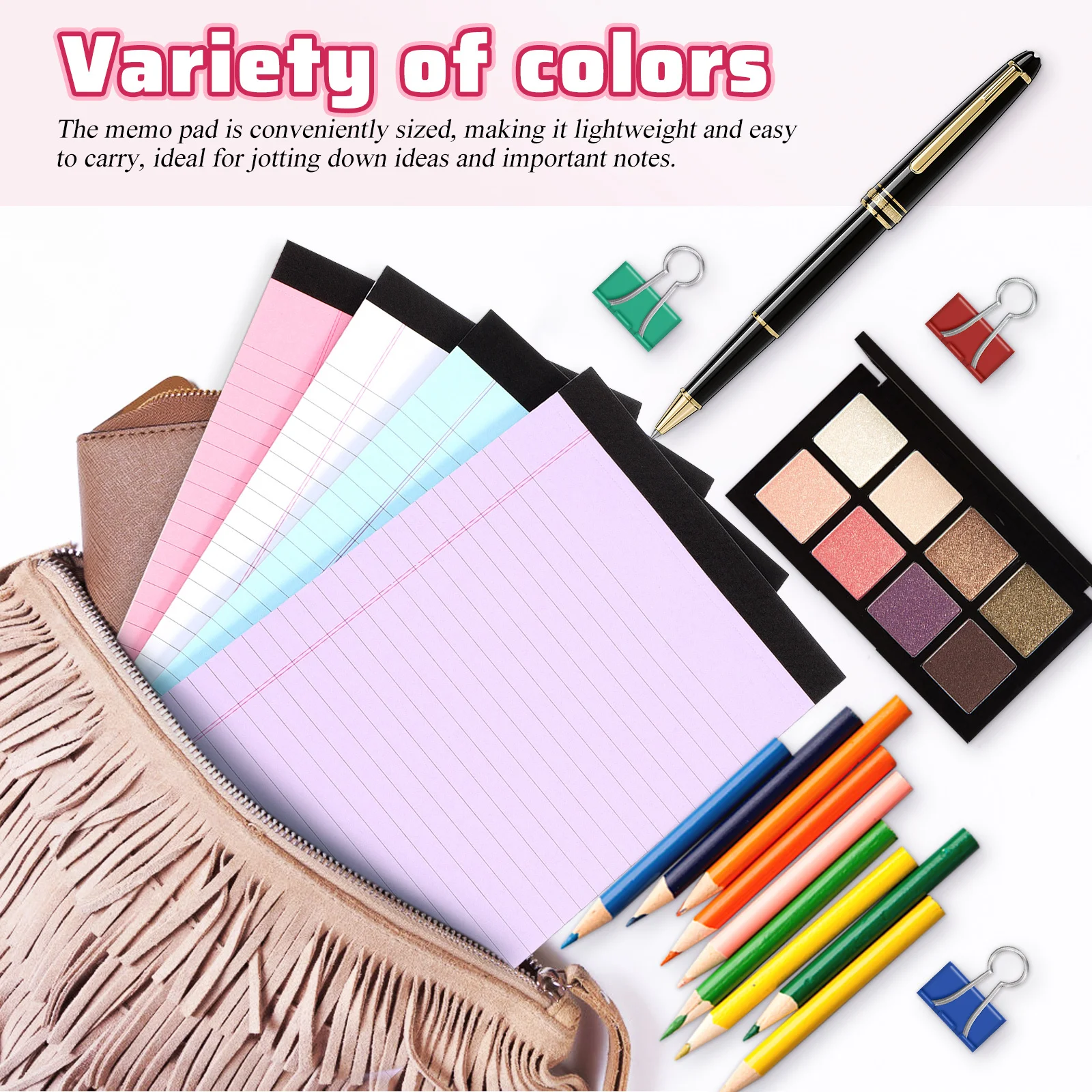 

4Pcs Colorful Memo Pads College Ruled Tearable Writing Paper Pad Portable Notepad Office School Note Paper Organizer