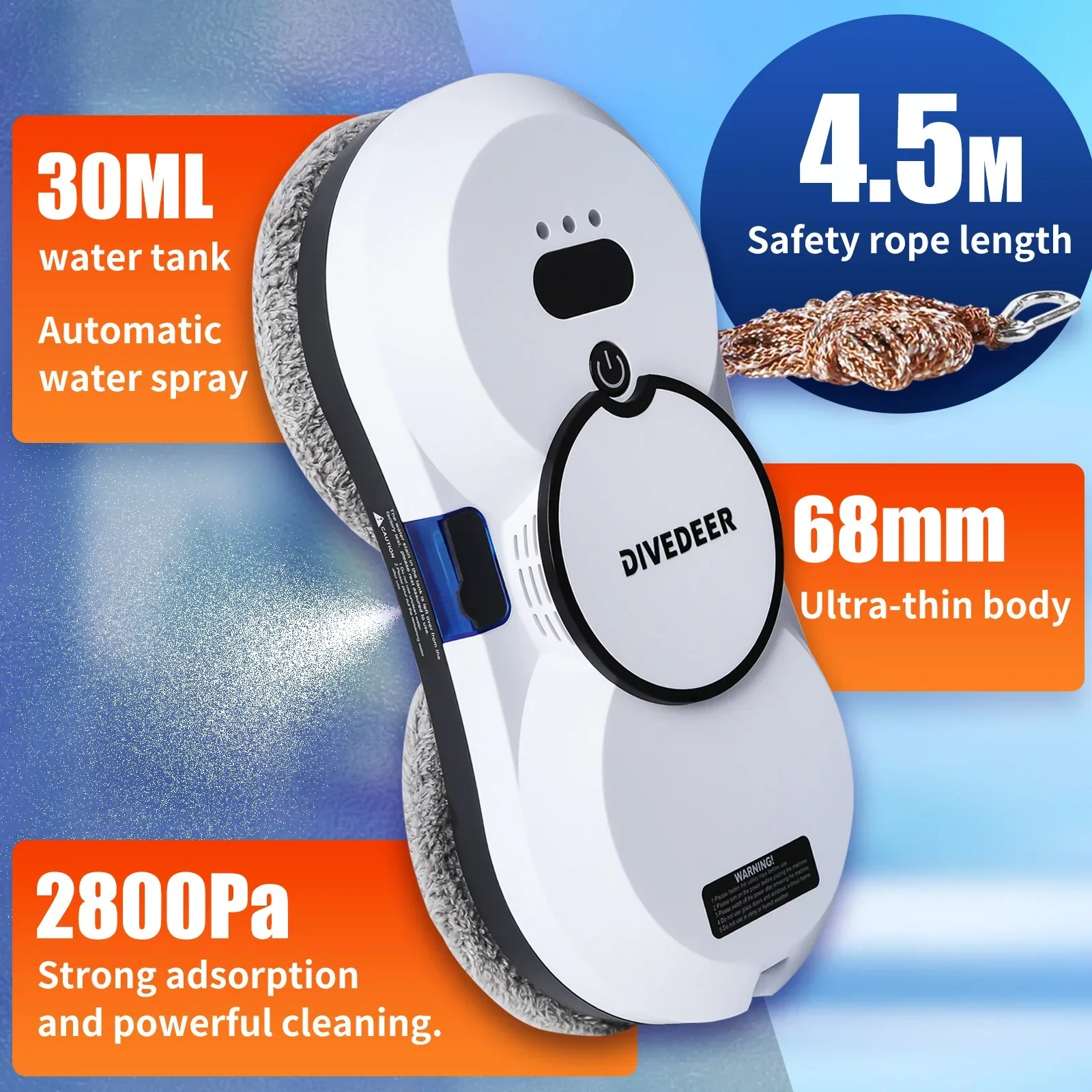 Automatic High-Rise Window Cleaning Robot, Dual-Sided Water Spray Glass Cleaner with Brushless Motor, Skyscraper Home/Office