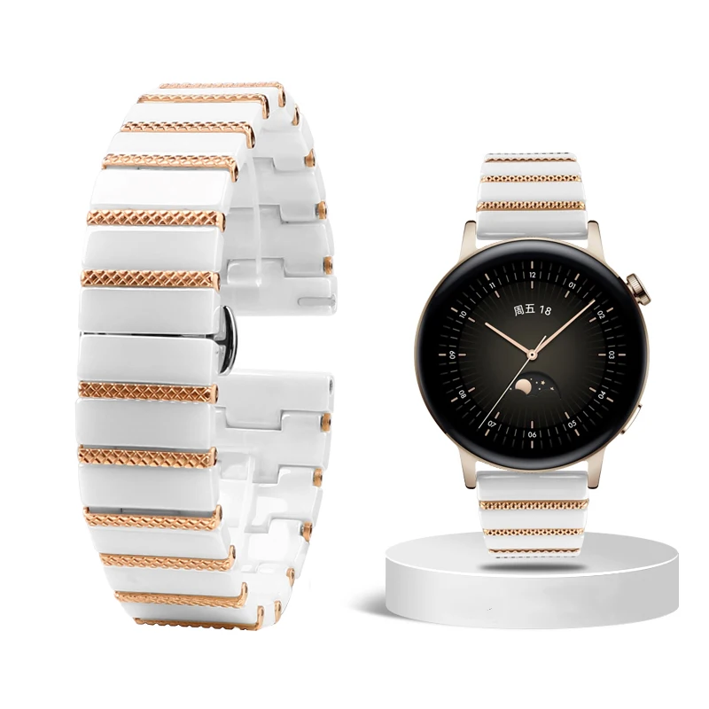 20mm 22mm Ceramic Between Stainless Steel Watchband for Huawei Watch GT2 Strap Smart GT3Pro Po-r-sche WATCH3 Metal Watch Band