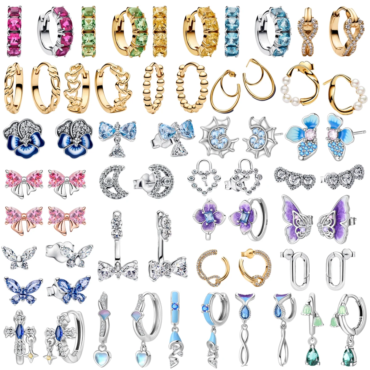 

Original 925 Sterling Silver Butterfly Turtle Embroidered Flower Ball Conch Pearl Earrings fit Women's Birthday Jewelry Gifts