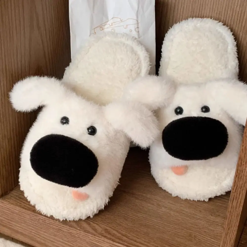 Homewear آذان طويلة الكلب النعال لينة الشتاء الكرتون فروي النعال لطيف المضادة للانزلاق المنزل أحذية قطنية الهدايا #5