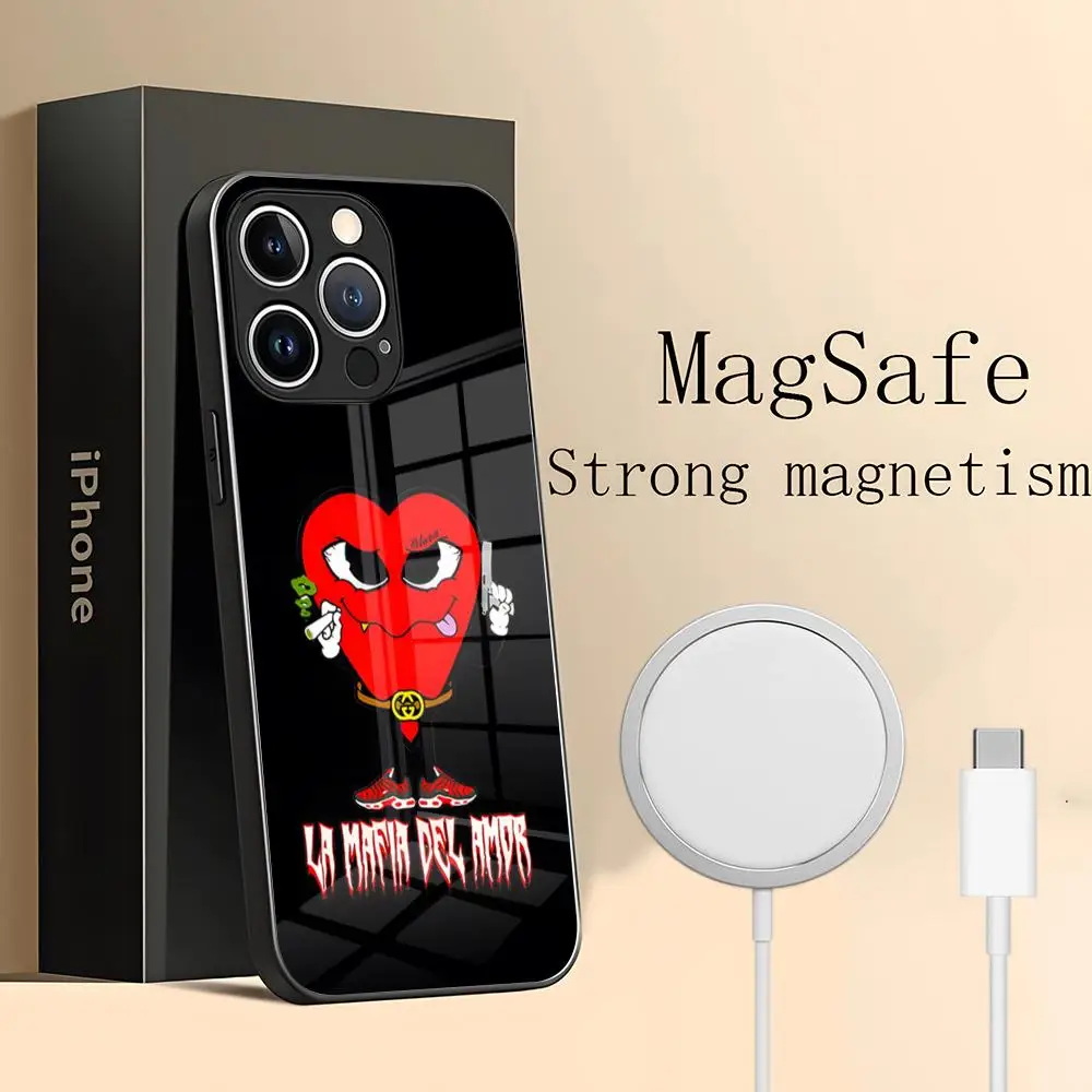 Love Mafia La Mafia Del Amor Phone Case For IPhone 15 Pro Max 14 Plus 12 11 13 16 Pro Max Magsafe Wireless Charge Glass Cover